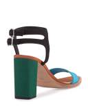 Sylvia Colorblock City Sandal, Turquoise