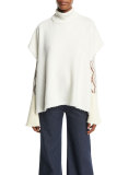 Butterfly-Sleeve Frayed Wool Tie Jacket, Natural White