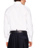 Crossover-Collar Dress Shirt, White
