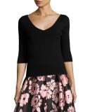 Claire 3/4-Sleeve V-Neck Knit Top