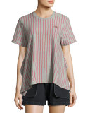 Short-Sleeve Striped Jersey Tee, Gray