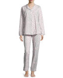 Animal-Print Pajama Set, Pink/Gray, Plus Size