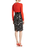 Long-Sleeve Embellished Sweater, Persimmon