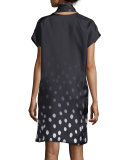 Degrade Dot-Print Serape Dress, Black/White