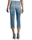 Stretch Boyfriend Jeans, Faded Blue, Plus Size