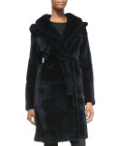 Mink Fur Hooded Tie-Waist Coat