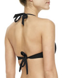 Logo-Center Halter Swim Top, Black