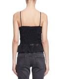Bowen Ruched Patterned Silk Tank, Black