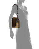 Sable Fur/Python Small Chain-Strap Shoulder Bag, Brown
