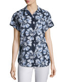 Irina Short-Sleeve Floral-Print Blouse, Multi