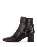 T-Bar Leather 65mm Bootie, Black