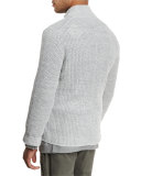 Double-Breasted Shaker-Knit Cardigan, Light Gray
