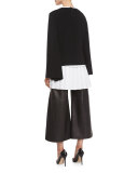Double-Faced Bell-Sleeve Top, Black