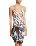 Jungle-Print Voile Pareo Coverup