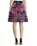 Floral-Print Mesh Skirt, Multi