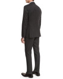 Birdseye-Windowpane Two-Piece Wool Travel Suit, Charcoal