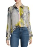Carter Splatter-Print Silk Blouse