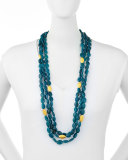 Blue Apatite Multi-Strand Necklace, 36"L