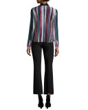 Embry Tie-Neck Printed Blouse, Black