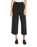 Rowe Pleated Cropped Wide-Leg Pants, Black