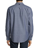 Beach Button-Front Shirt, Blue/Navy