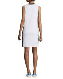 Sam Stripe-Trim Jersey Shift Dress, Bright White