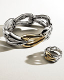 Bamboo Sterling Silver Bangle w/18K Link