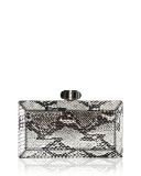 Coffered Snakeskin Minaudiere Clutch Bag