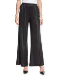 Liquid Luster Wide-Leg Pants, Black
