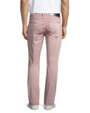 Blake Quince Slim-Straight Twill Pants, Pink