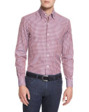 Check Long-Sleeve Sport Shirt, Red
