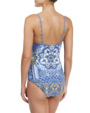 Tie-Front Overlay One-Piece Swimsuit, It Was All a Dream