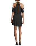 Cold-Shoulder Modal Mini Dress, Black