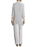 Sleeveless Gauze Long Tank, White, Plus Size