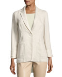 Alba Havana Herringbone Linen Blazer, Light Beige