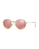 Etched Round Mirrored Sunglasses
