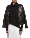 Mission Leather Swing-Back Moto Jacket, Black