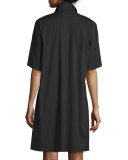 Mitra Short-Sleeve Shift Dress, Black