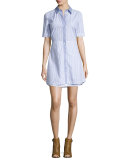 Ginger Striped A-Line Shirtdress, Blue/White