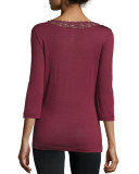 Chiara 3/4-Sleeve Top, Red Plum