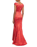 Cap-Sleeve V-Neck Mermaid Gown 