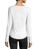 Tunisien Strass Skull Long-Sleeve Tee, White