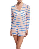 Cayman Stripe Hooded Coverup Dress