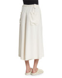 Satin Wide-Leg Culottes, Ivory