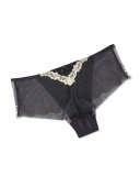 Glamour Soie Mesh-Lace Boyshorts, Dark Swan