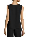 Satin-Back Crepe Tank, Black 