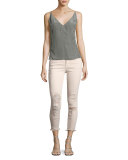 825 Mid-Rise Distressed Capri Skinny Jeans, Debutante