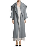 Lanja Shawl-Collar Belted Coat, Light Graphite