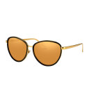 Rounded Cat-Eye Two-Tone Sunglasses, Yellow Gold/Black