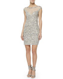 Montclair Cap-Sleeve Beaded Cocktail Dress